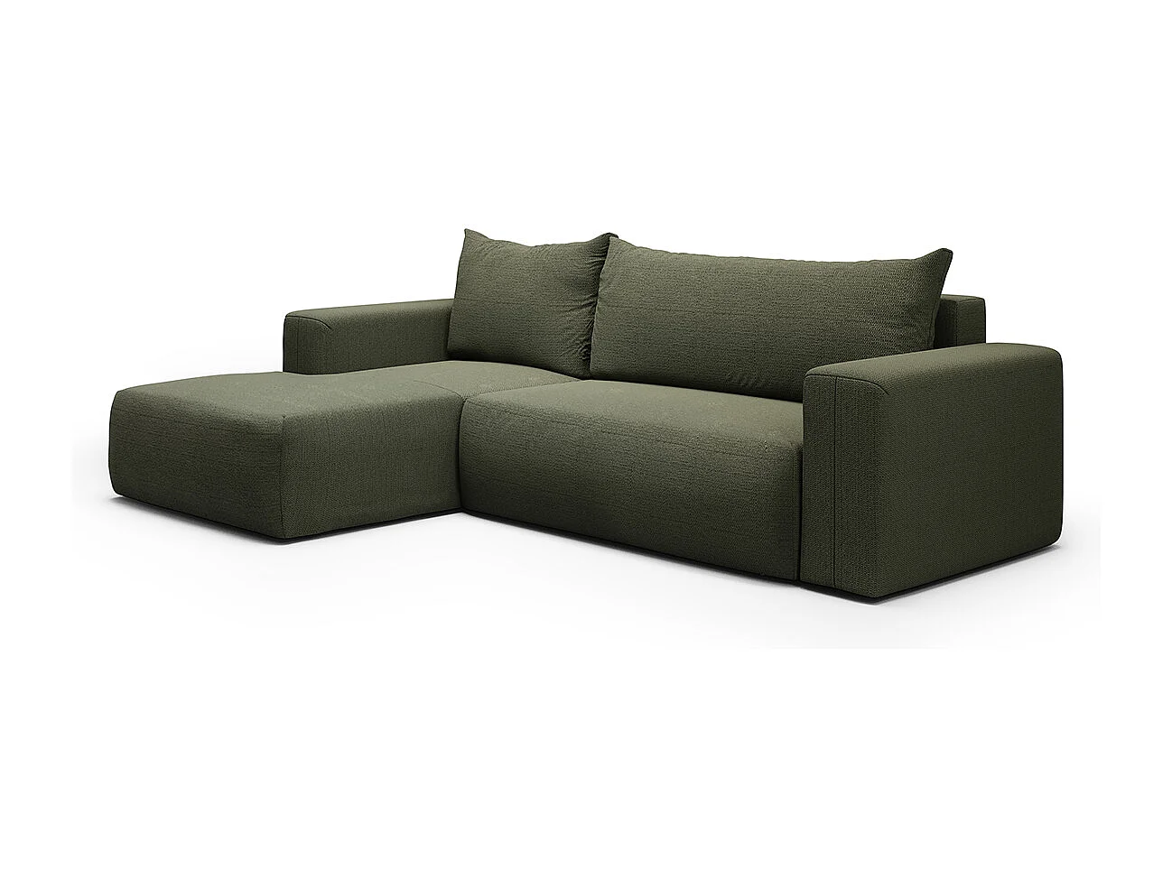 Canapé d'angle convertible gauche 3 places coffre Bliss Vert Sapin