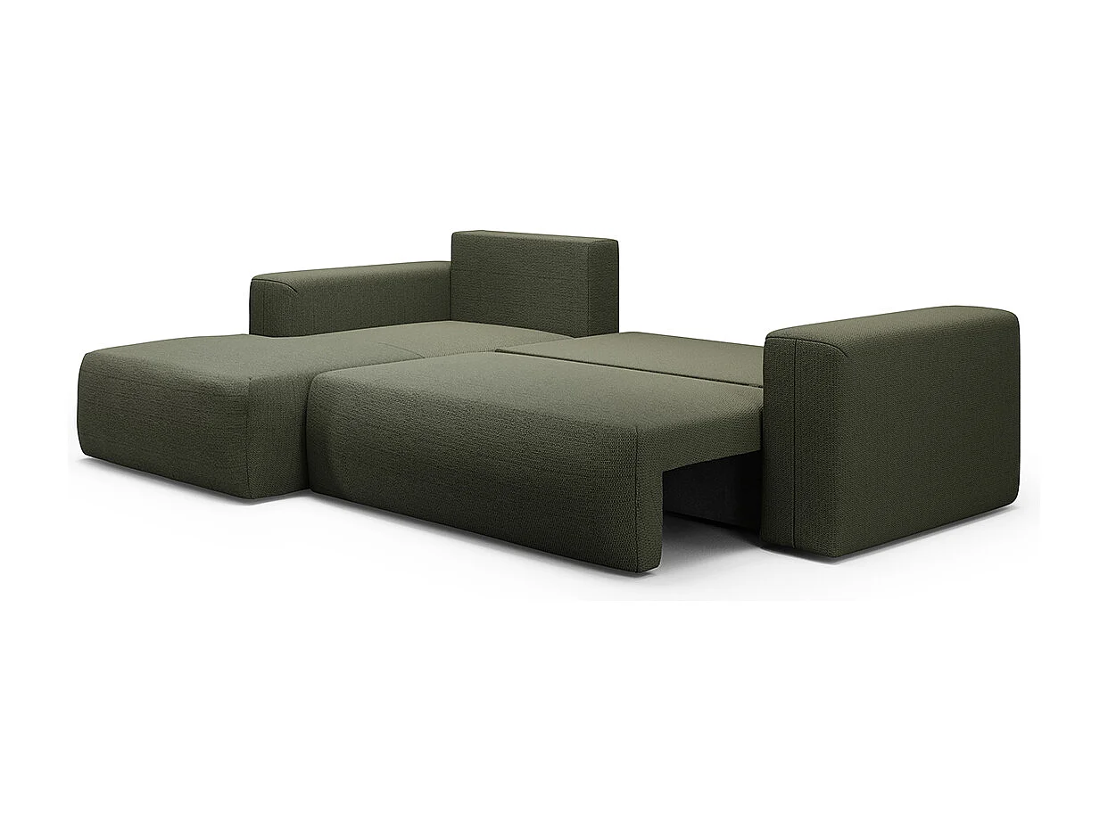 Canapé d'angle convertible gauche 3 places coffre Bliss Vert Sapin