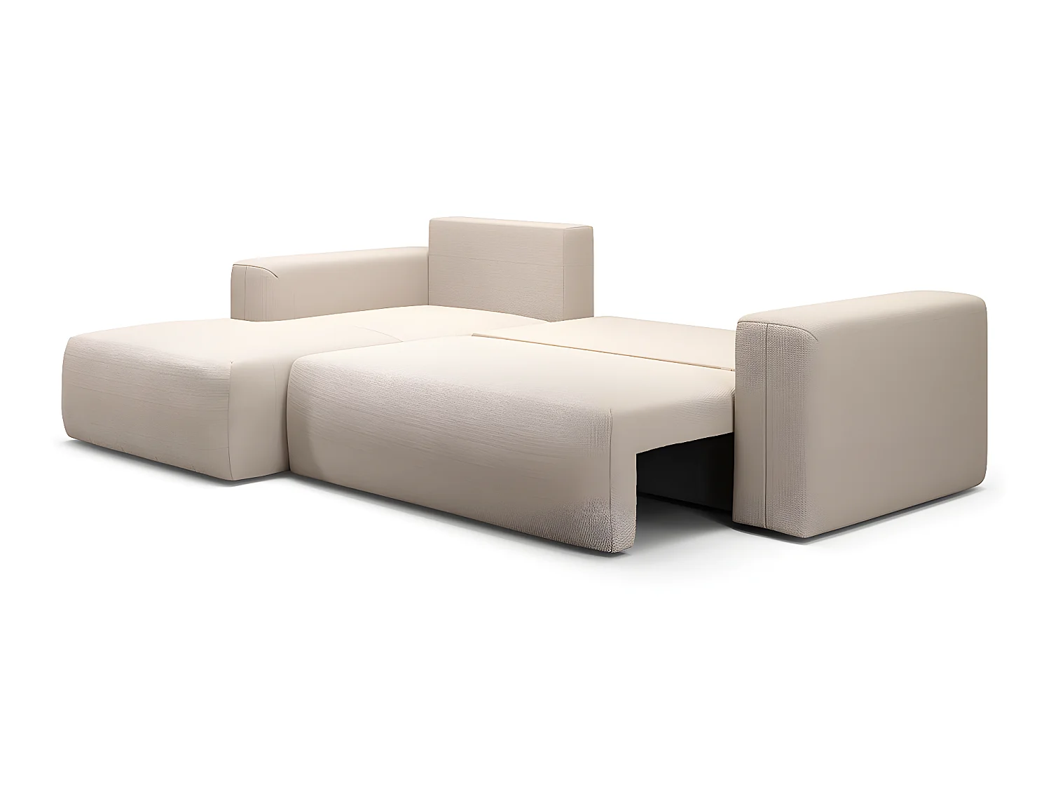 Canapé d'angle convertible gauche 3 places coffre Bliss Beige