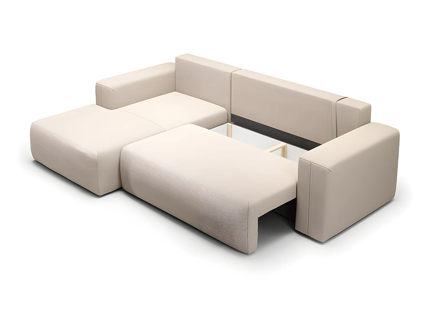Canapé d'angle convertible gauche 3 places coffre Bliss Beige