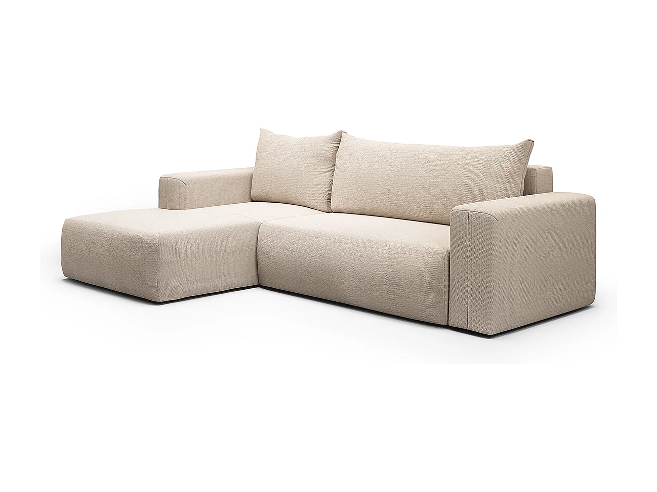 Canapé d'angle convertible gauche 3 places coffre Bliss Beige
