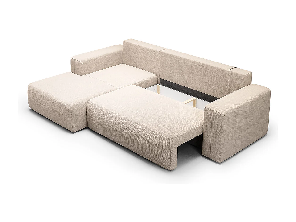 Canapé d'angle convertible gauche 3 places coffre Bliss Beige