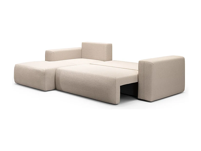 Canapé d'angle convertible gauche 3 places coffre Bliss Beige