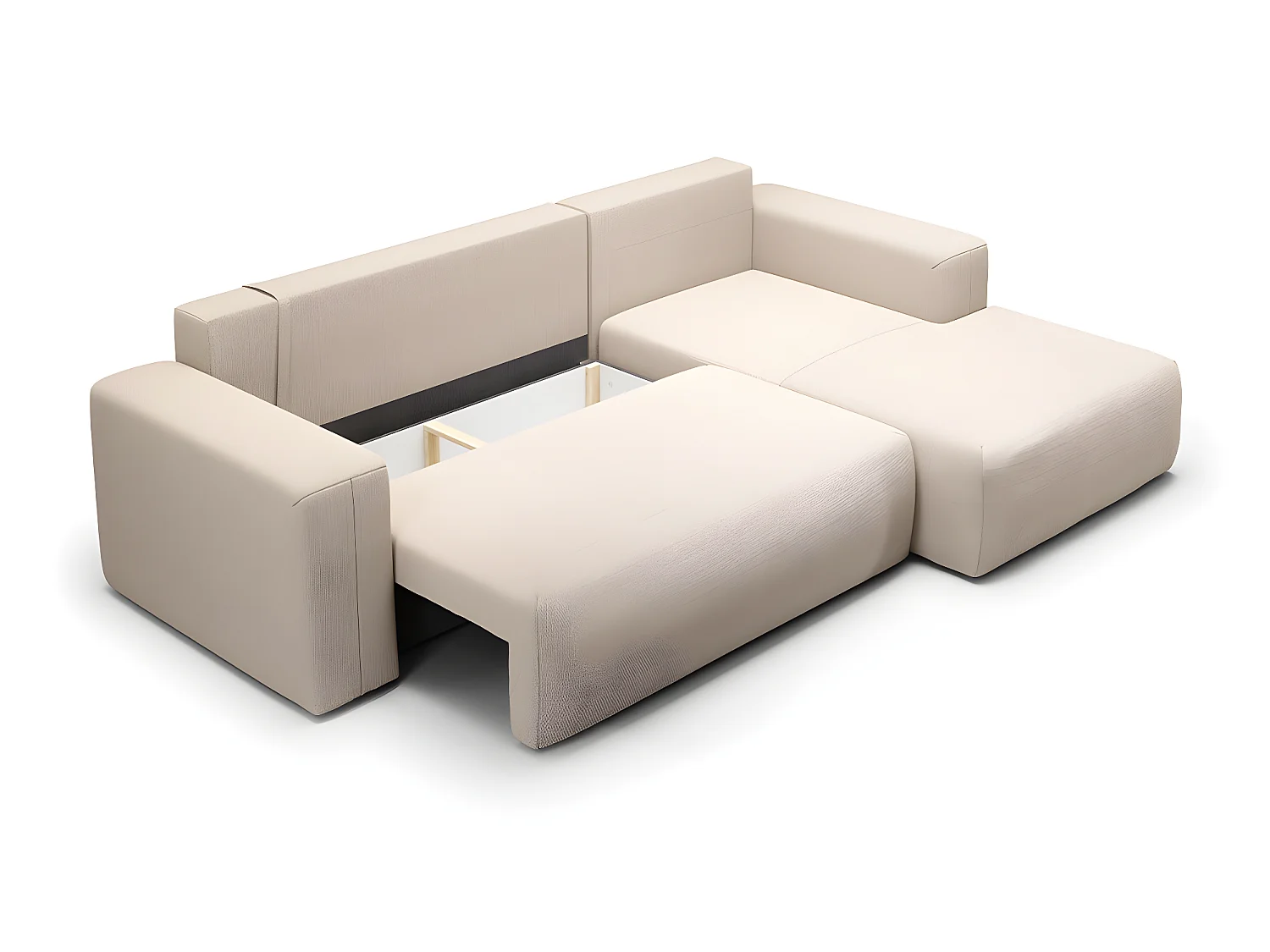Canapé d'angle convertible droite 3 places coffre Bliss Beige