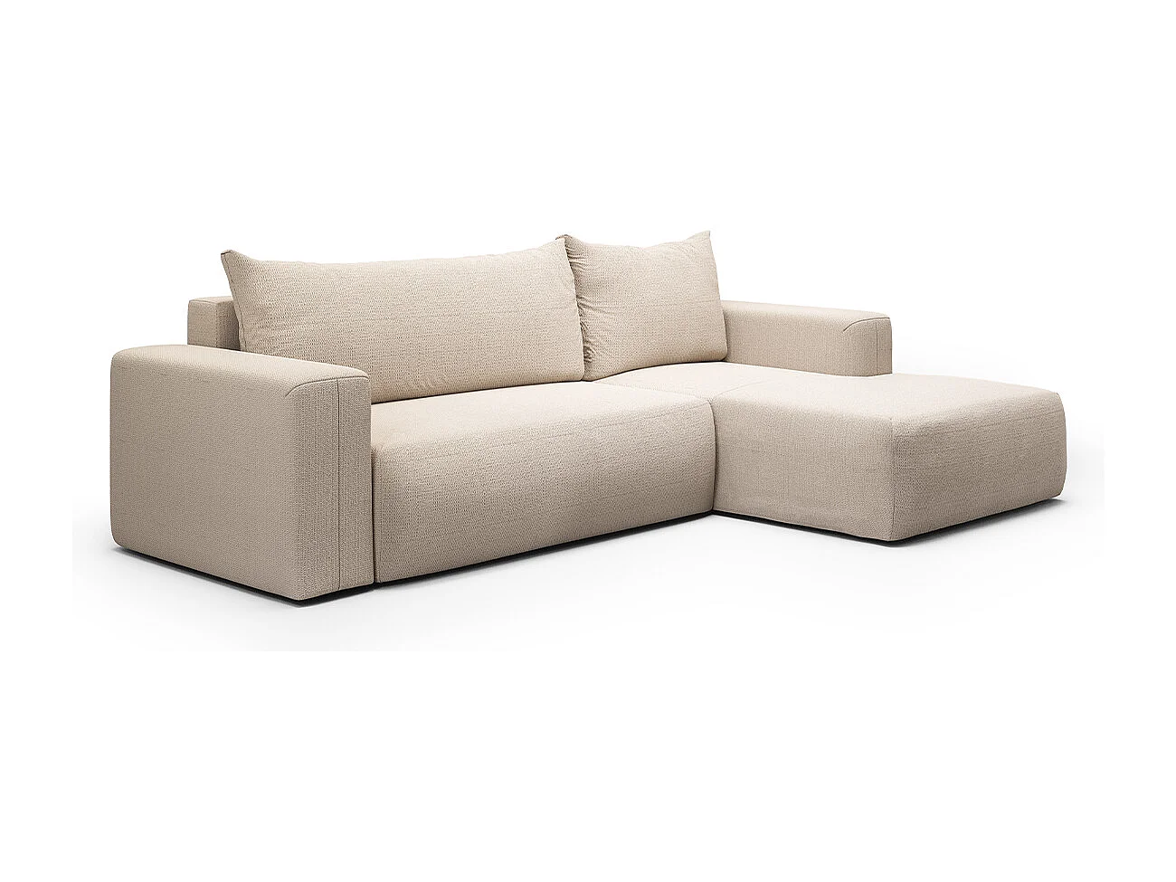 Canapé d'angle convertible droite 3 places coffre Bliss Beige