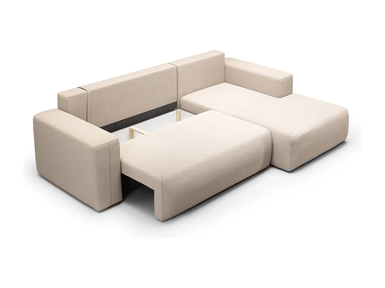 Canapé d'angle convertible droite 3 places coffre Bliss Beige