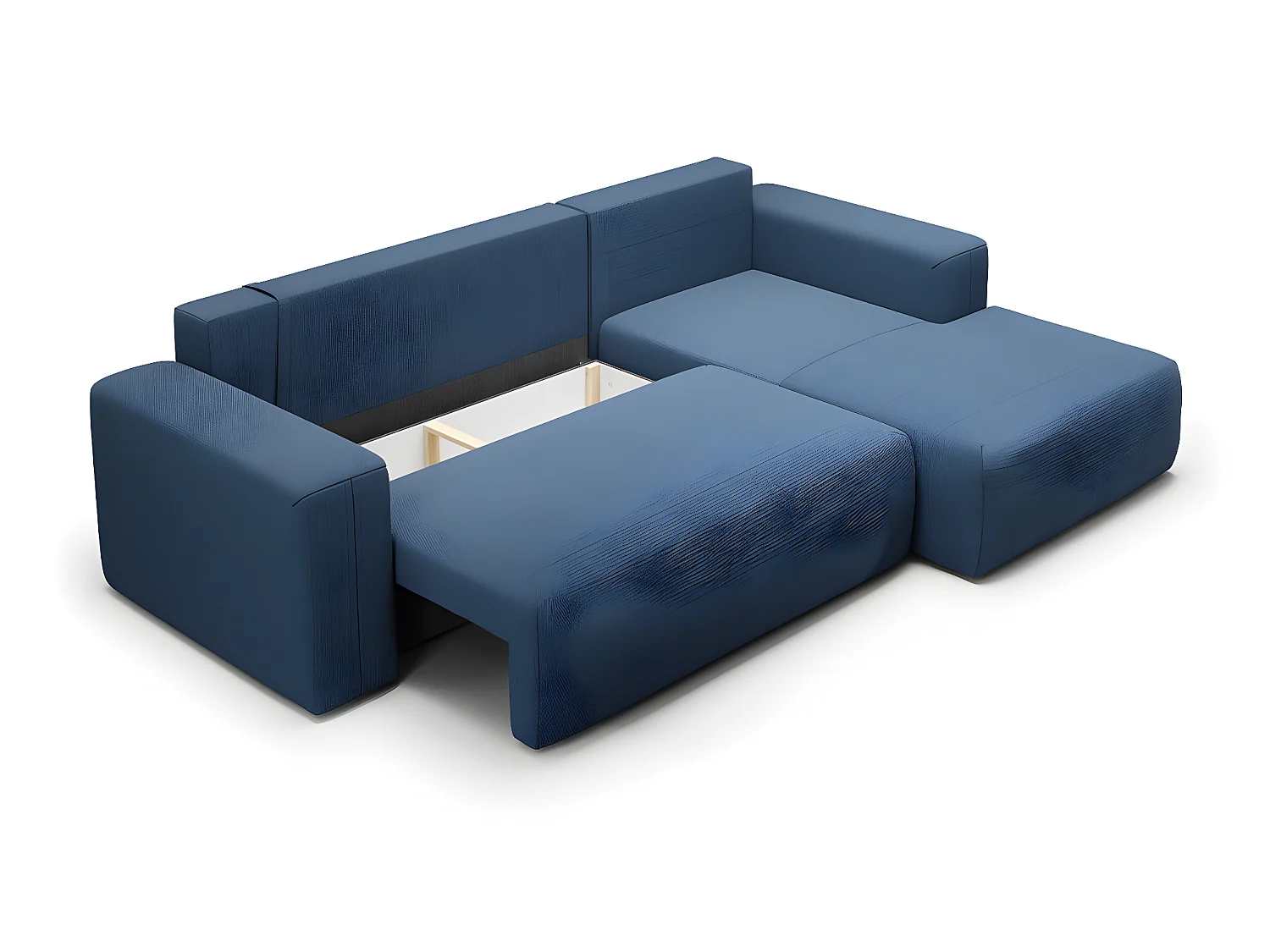 Canapé d'angle convertible droite 3 places coffre Bliss Bleu