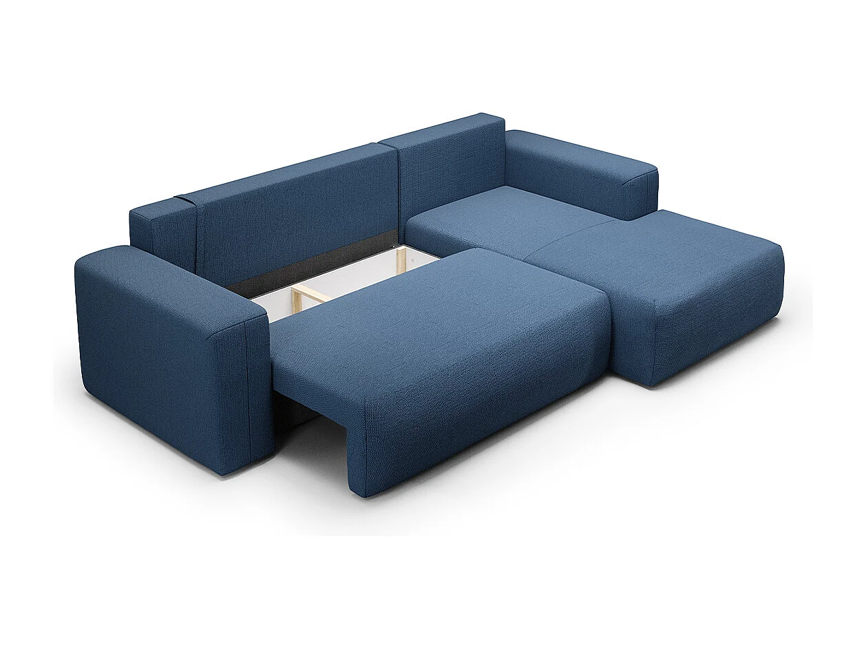 Canapé d'angle convertible droite 3 places coffre Bliss Bleu