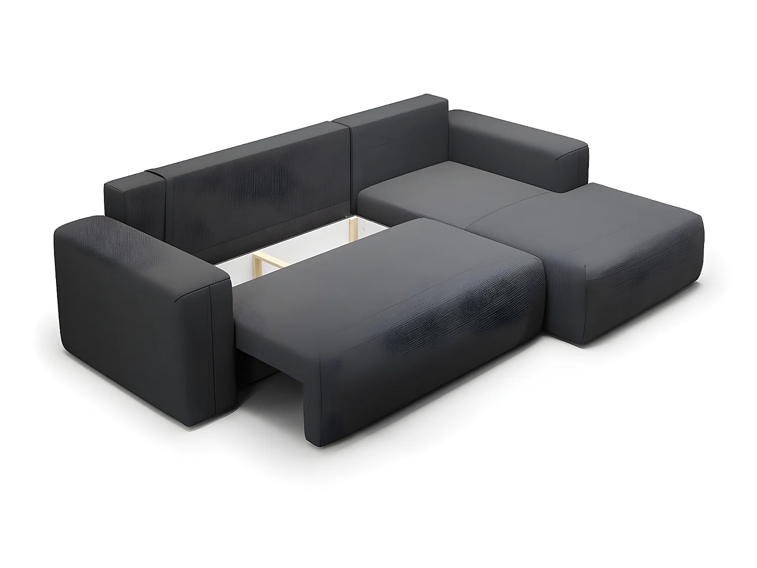 Canapé d'angle convertible droite 3 places coffre Bliss Gris foncé