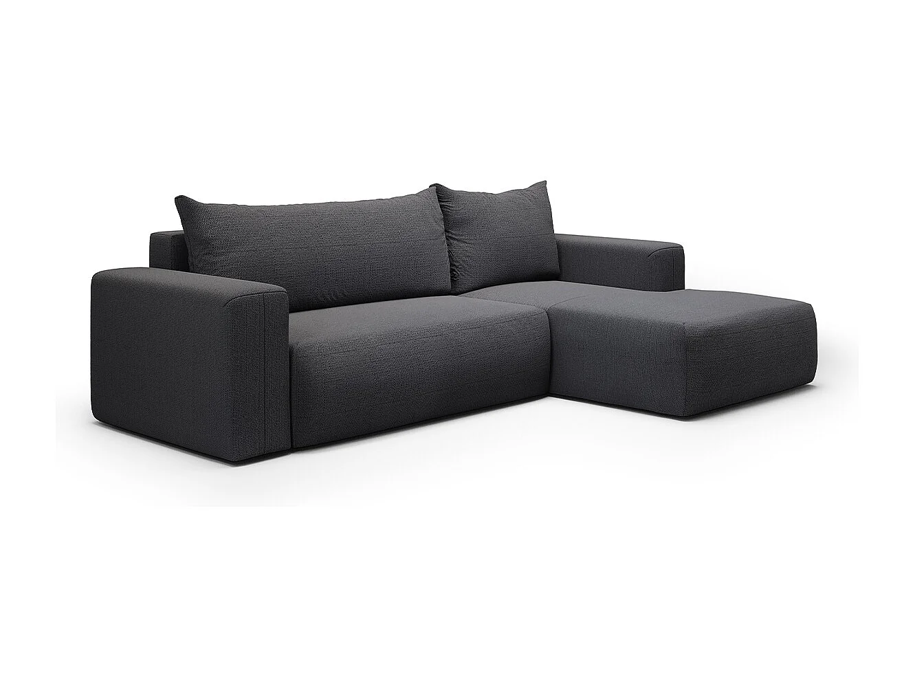 Canapé d'angle convertible droite 3 places coffre Bliss Gris foncé