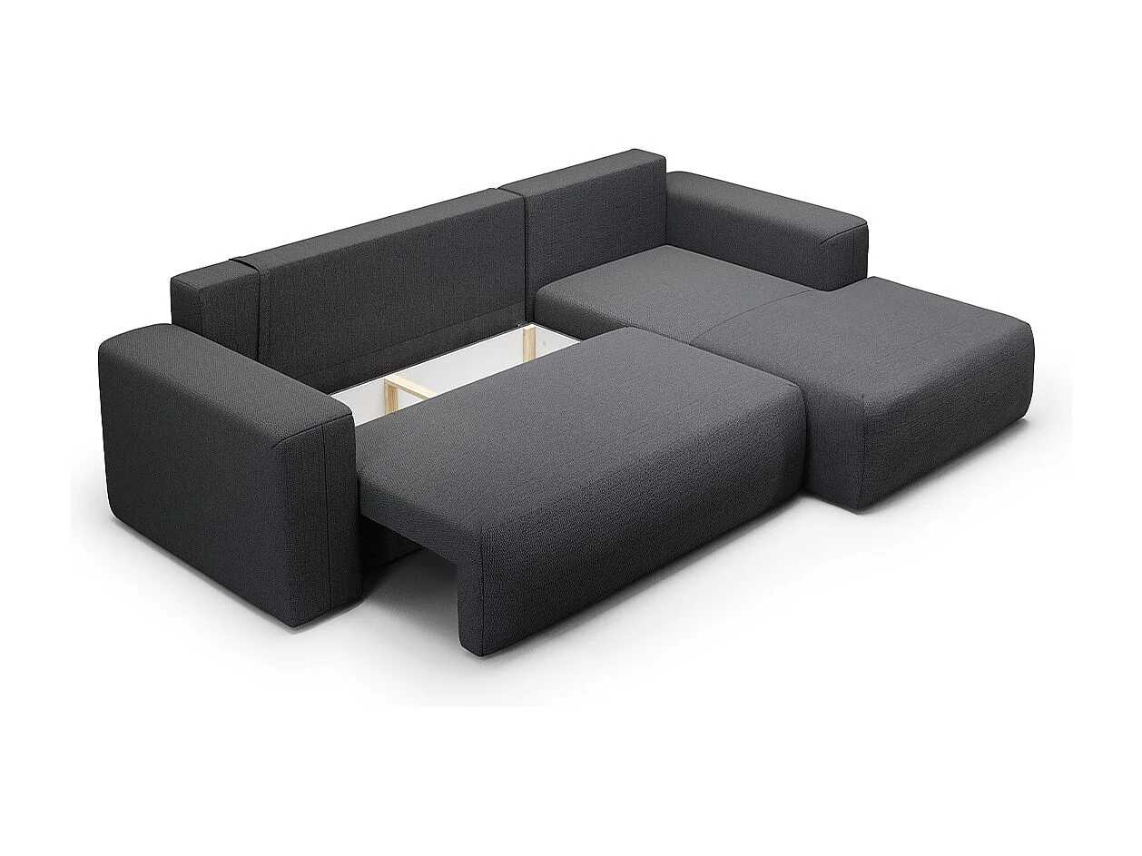 Canapé d'angle convertible droite 3 places coffre Bliss Gris foncé