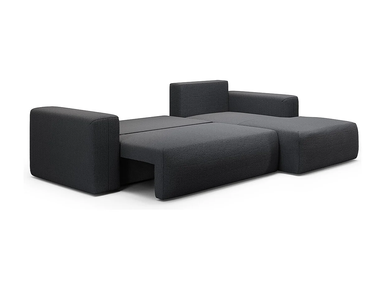 Canapé d'angle convertible droite 3 places coffre Bliss Gris foncé