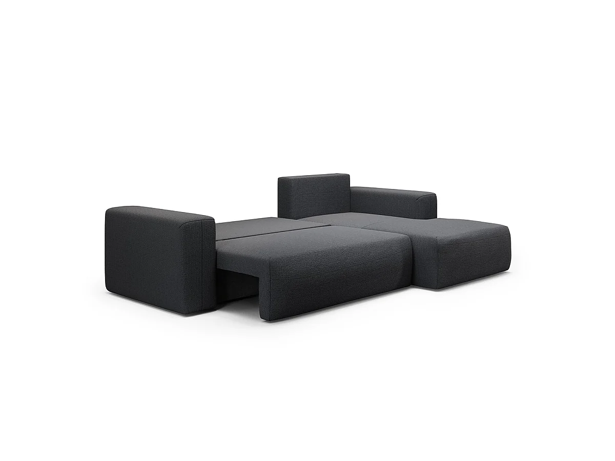 Canapé d'angle convertible 3 places en tissu gris foncé BLISS