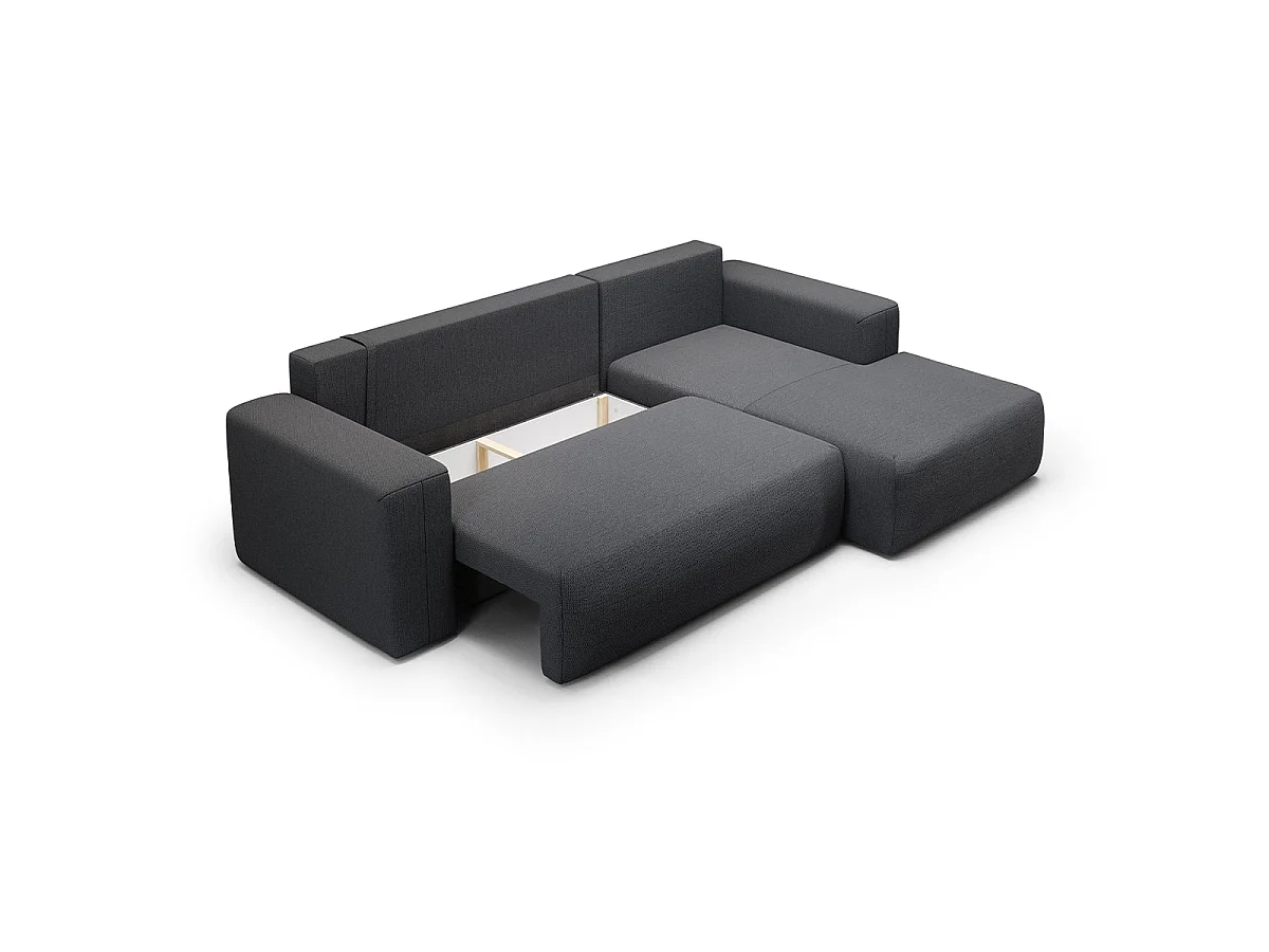 Canapé d'angle convertible 3 places en tissu gris foncé BLISS