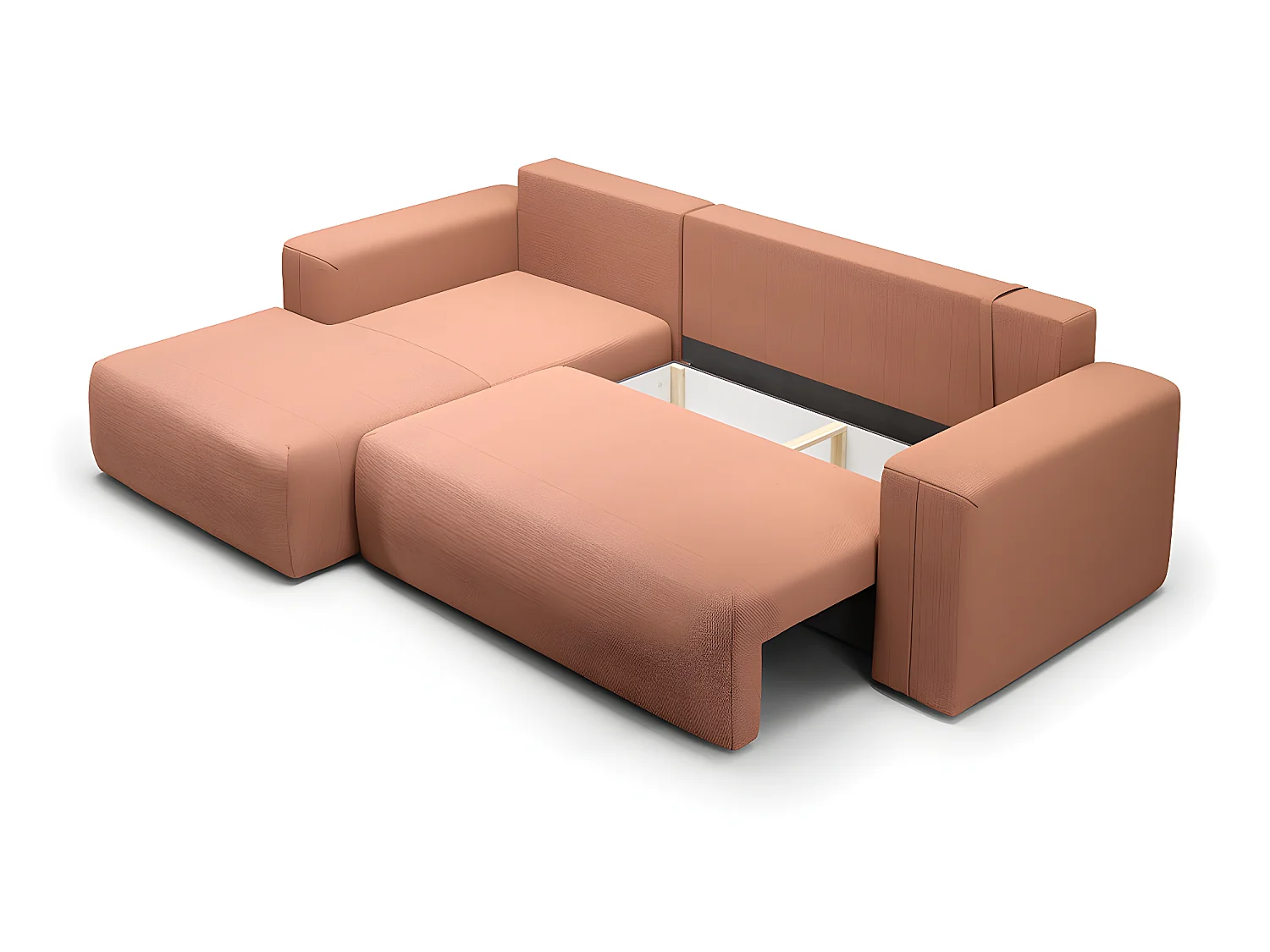 Canapé d'angle convertible gauche 3 places coffre Bliss Cuivre