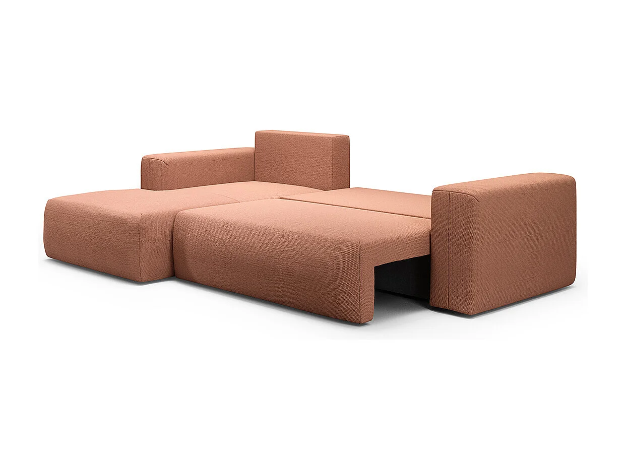 Canapé d'angle convertible gauche 3 places coffre Bliss Cuivre