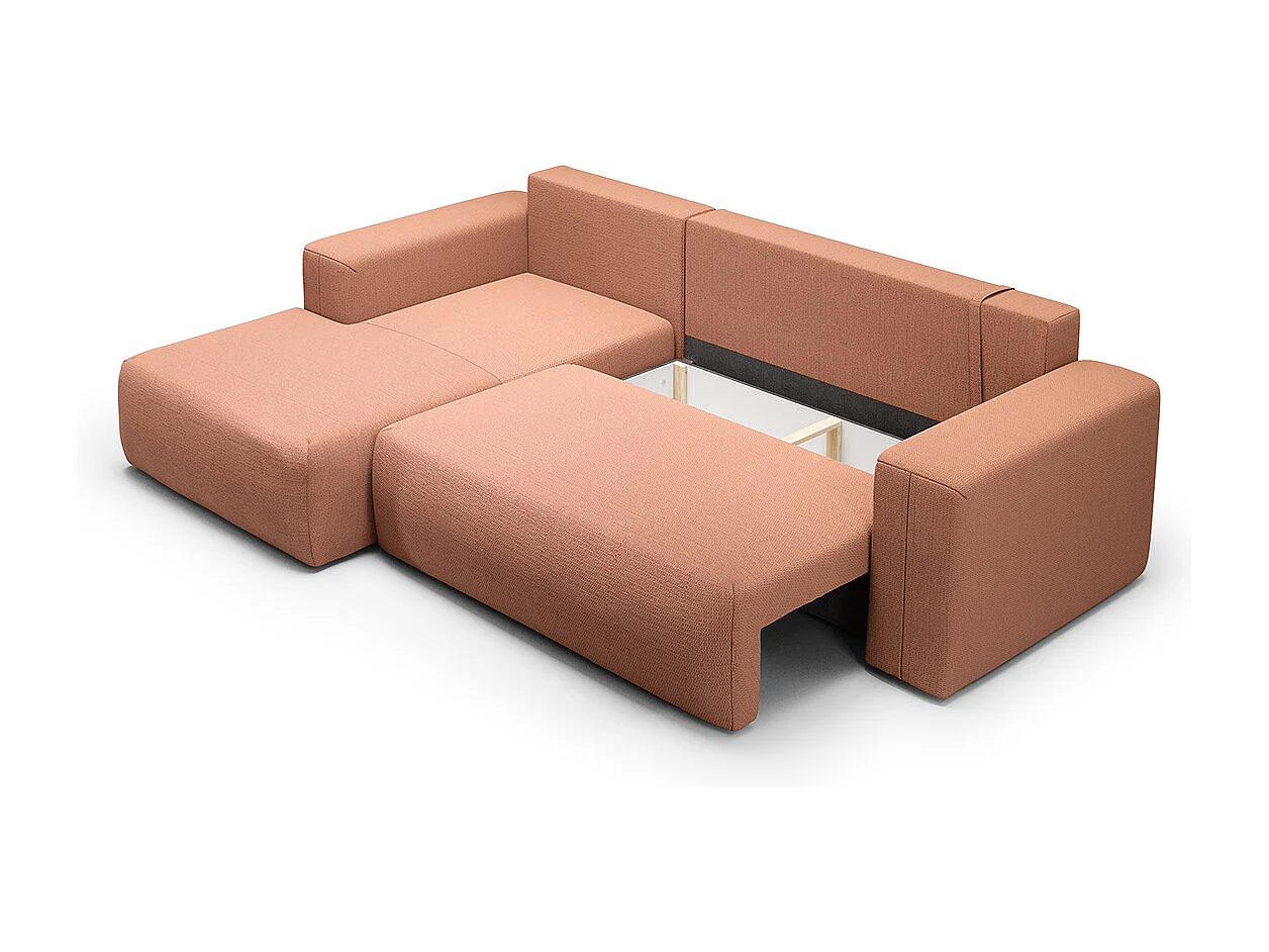 Canapé d'angle convertible gauche 3 places coffre Bliss Cuivre