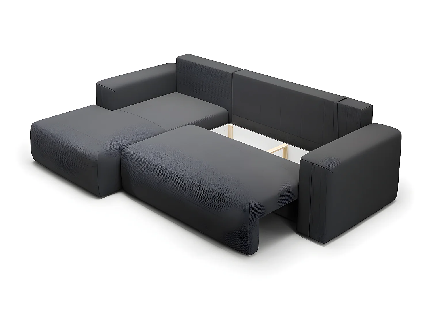 Canapé d'angle convertible gauche 3 places coffre Bliss Gris foncé