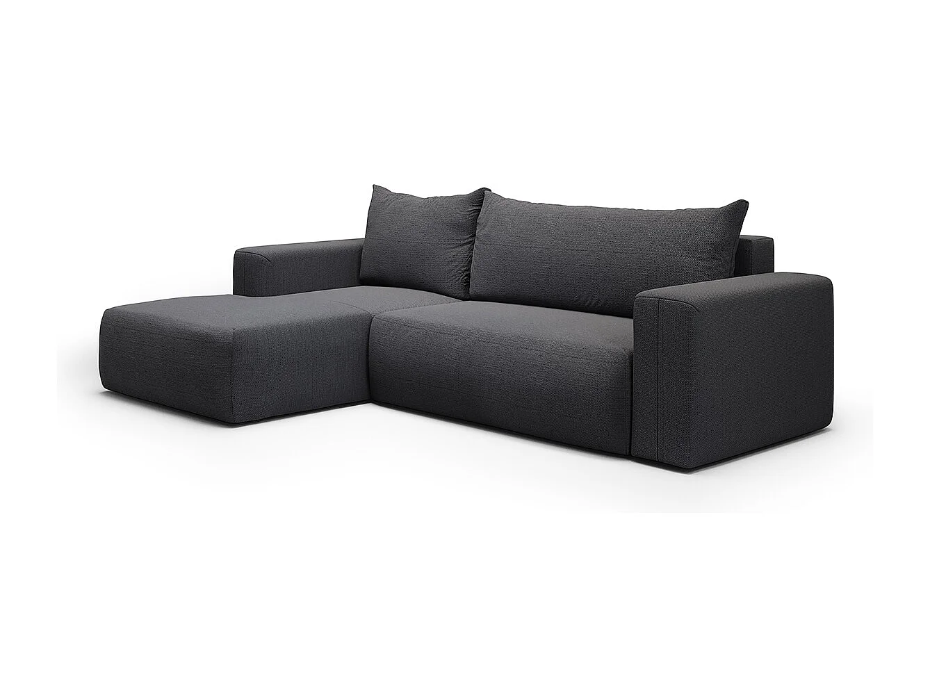 Canapé d'angle convertible gauche 3 places coffre Bliss Gris foncé