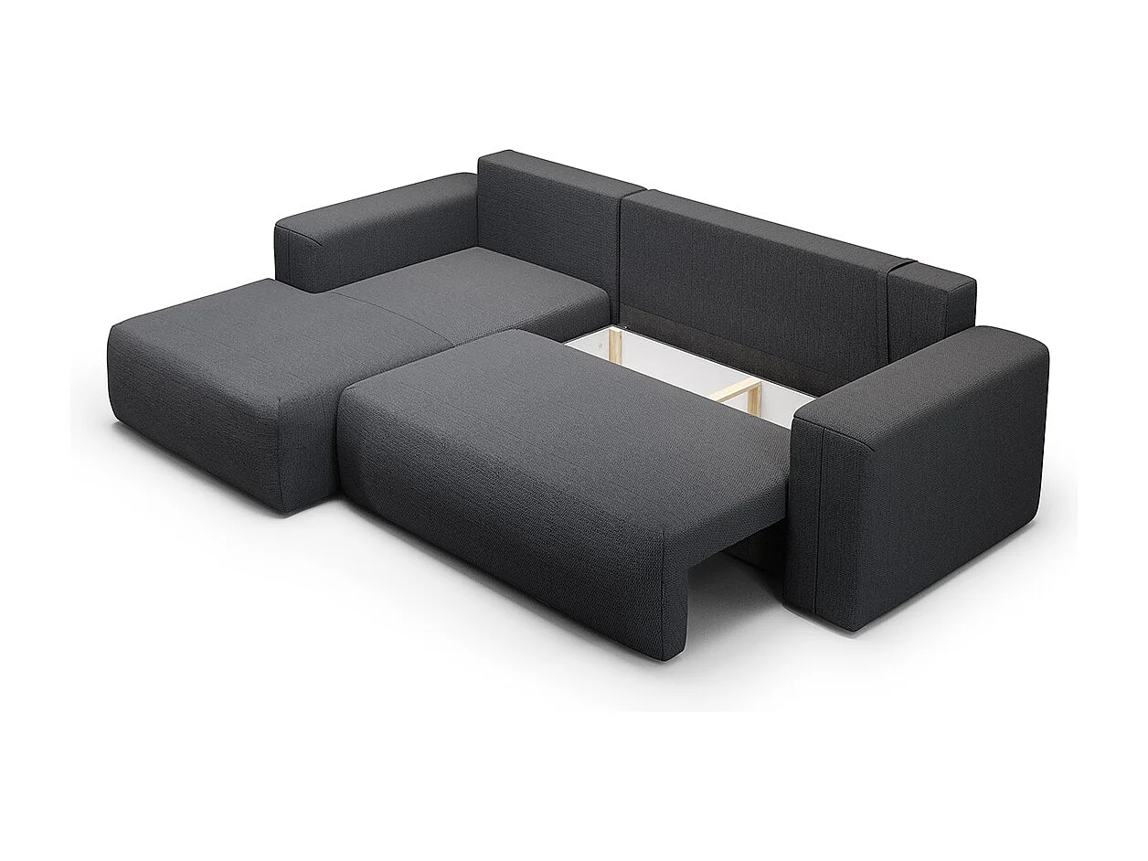 Canapé d'angle convertible gauche 3 places coffre Bliss Gris foncé
