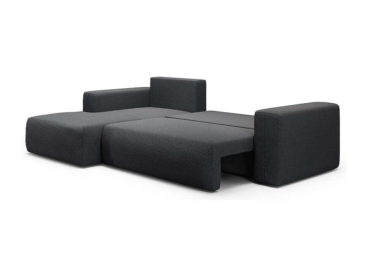 Canapé d'angle convertible gauche 3 places coffre Bliss Gris foncé