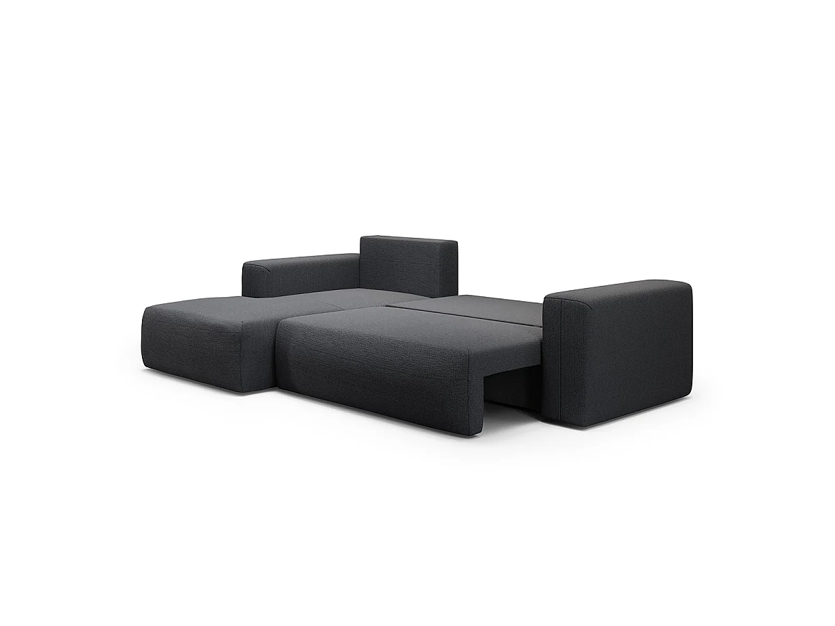 Canapé d'angle convertible 3 places en tissu gris foncé BLISS