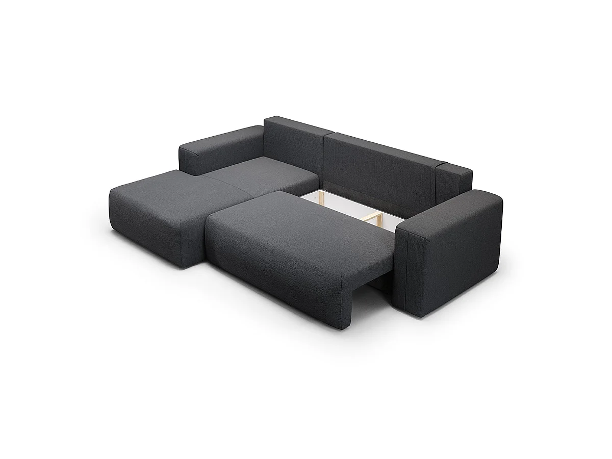 Canapé d'angle convertible 3 places en tissu gris foncé BLISS