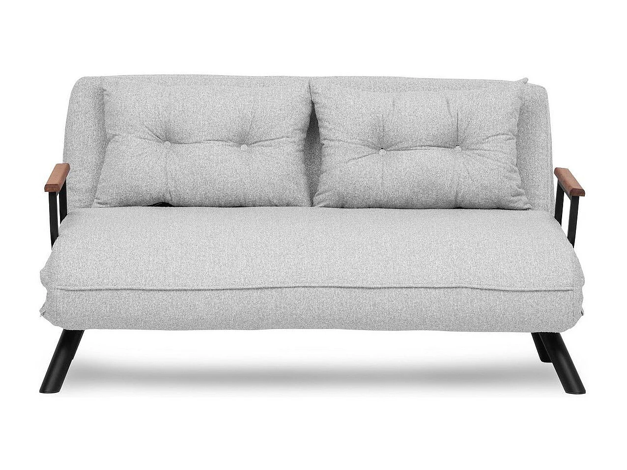 Canapé 2 places convertible Yolanda Métal Noir et Tissu bouclette Gris