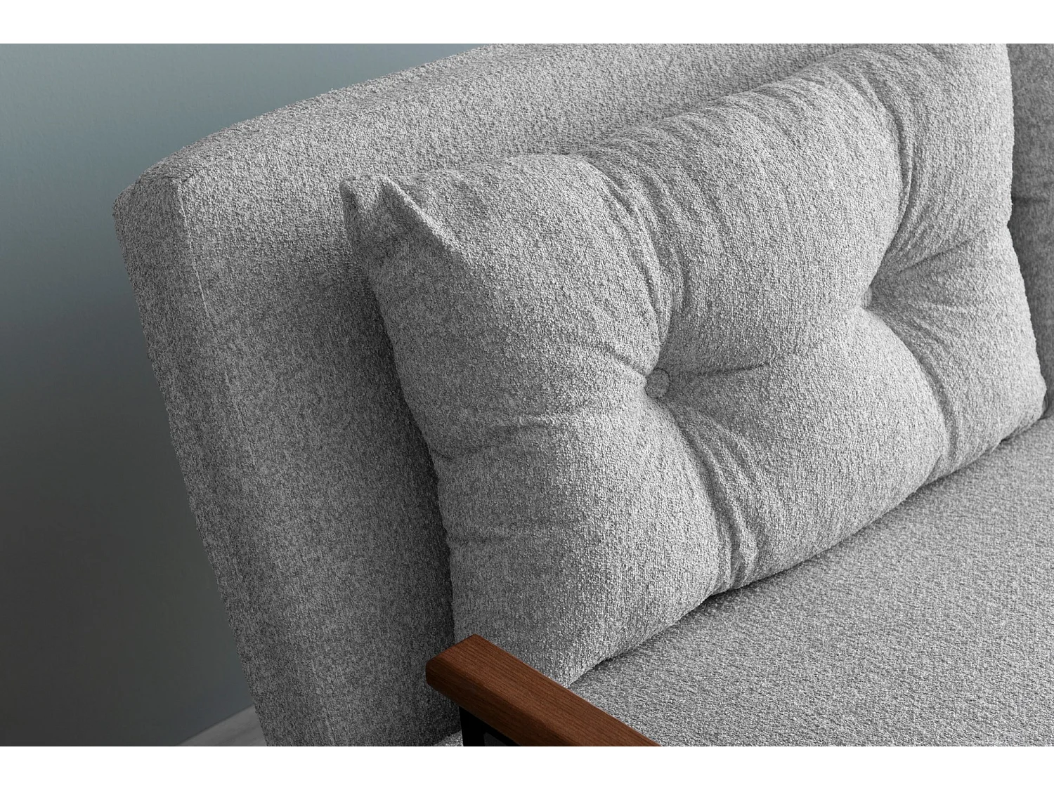 Canapé 2 places convertible Yolanda Métal Noir et Tissu bouclette Gris