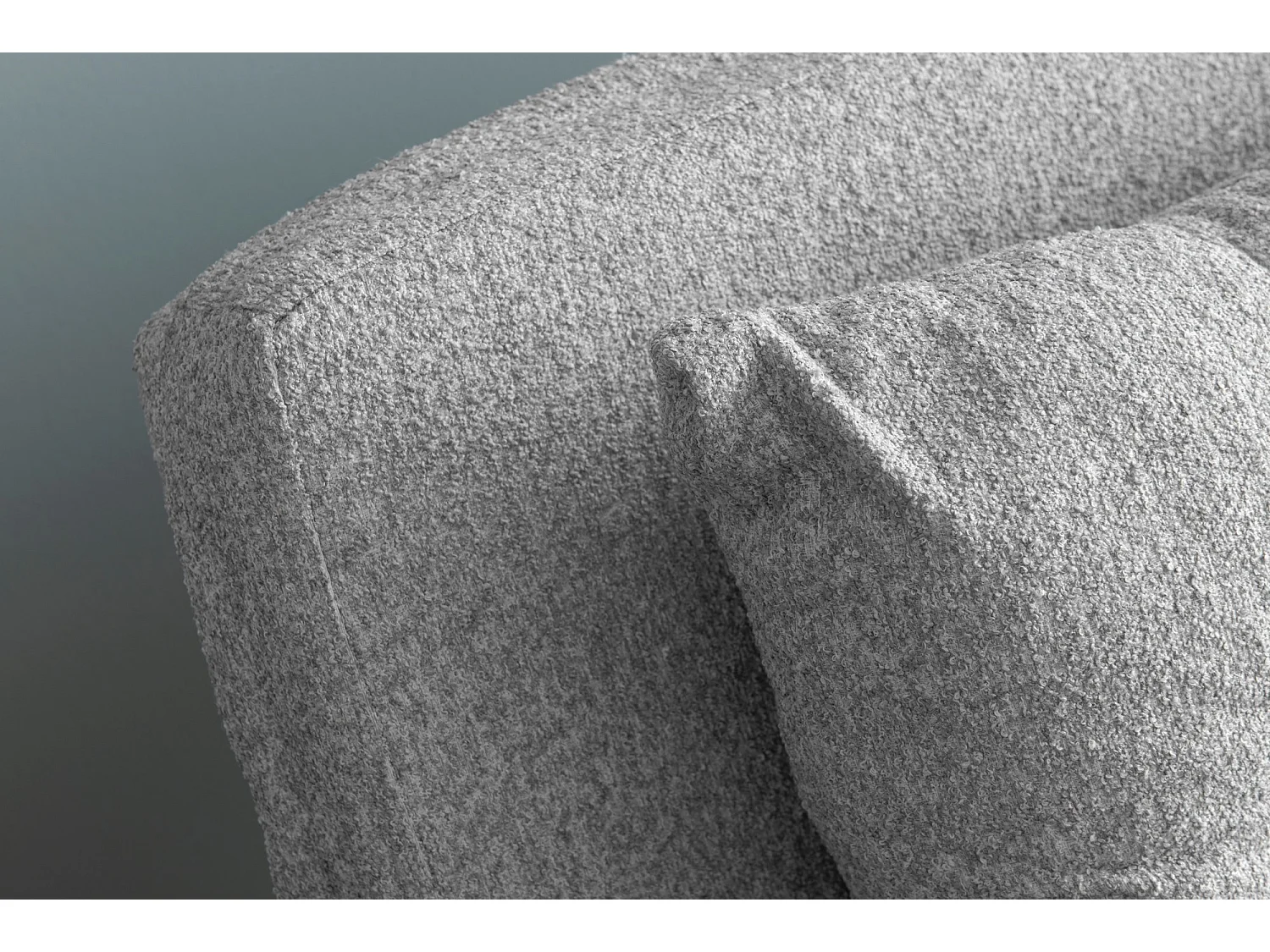 Canapé 2 places convertible Yolanda Métal Noir et Tissu bouclette Gris