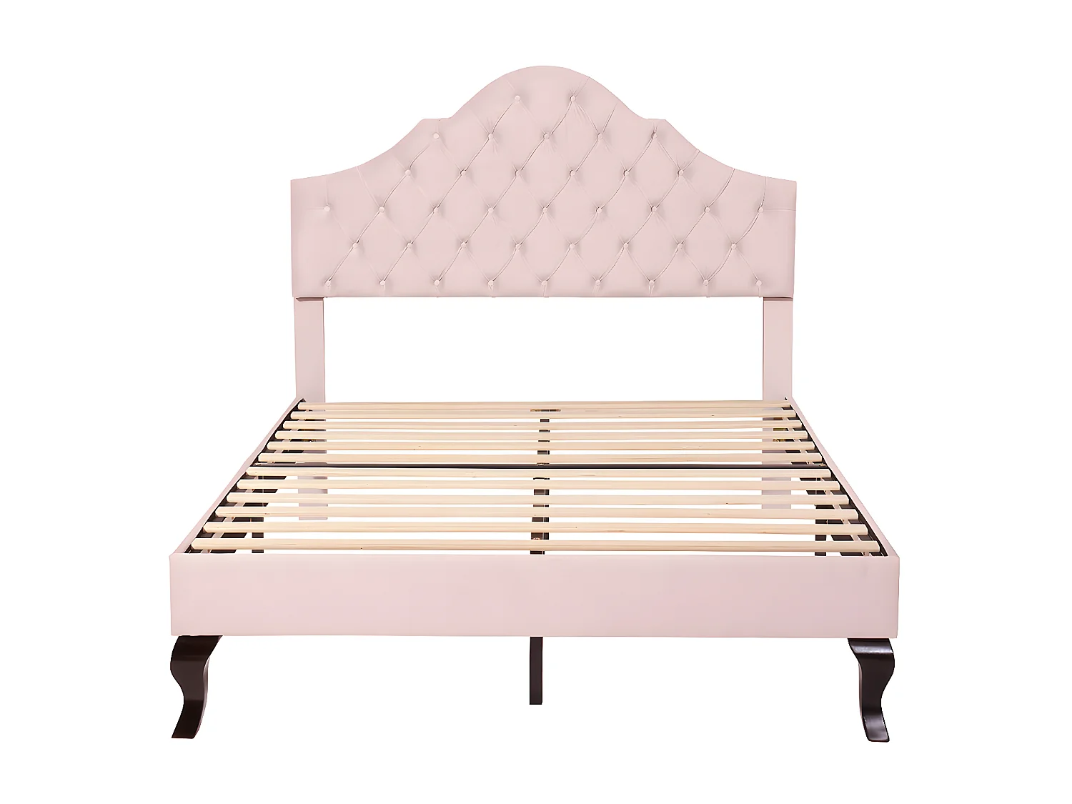 Lit adulte Lit capitonné 140x200 cm avec sommier à lattes et tête de lit lit capitonné avec tête de lit réglable en hauteur velours rose