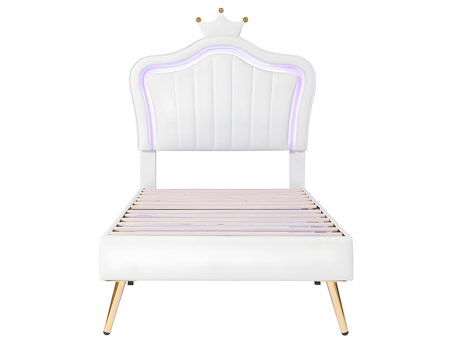 Lit LED avec tête de lit - 90 x 200 cm - Blanc - Sweiko