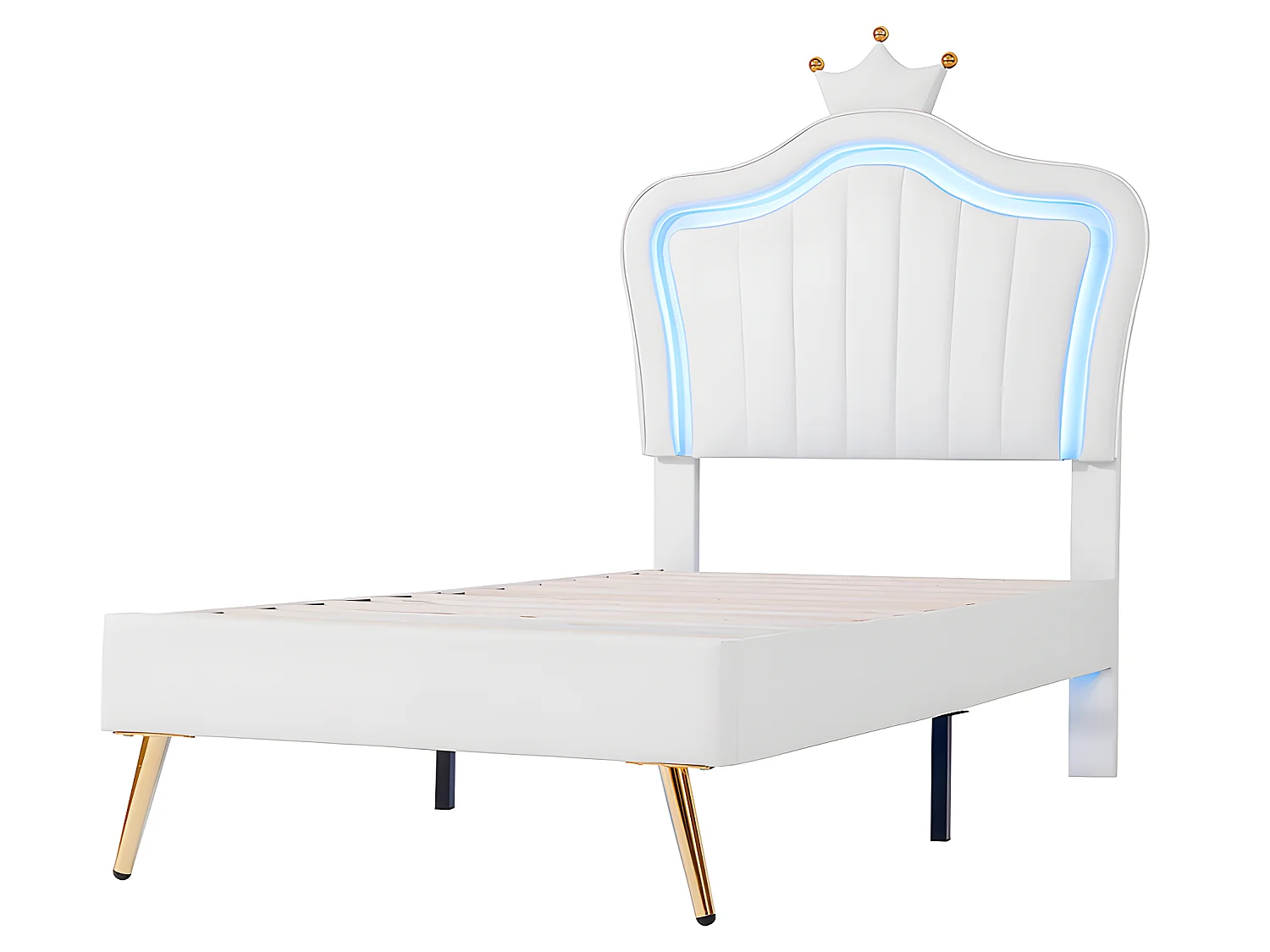 Lit LED avec tête de lit - 90 x 200 cm - Blanc - Sweiko