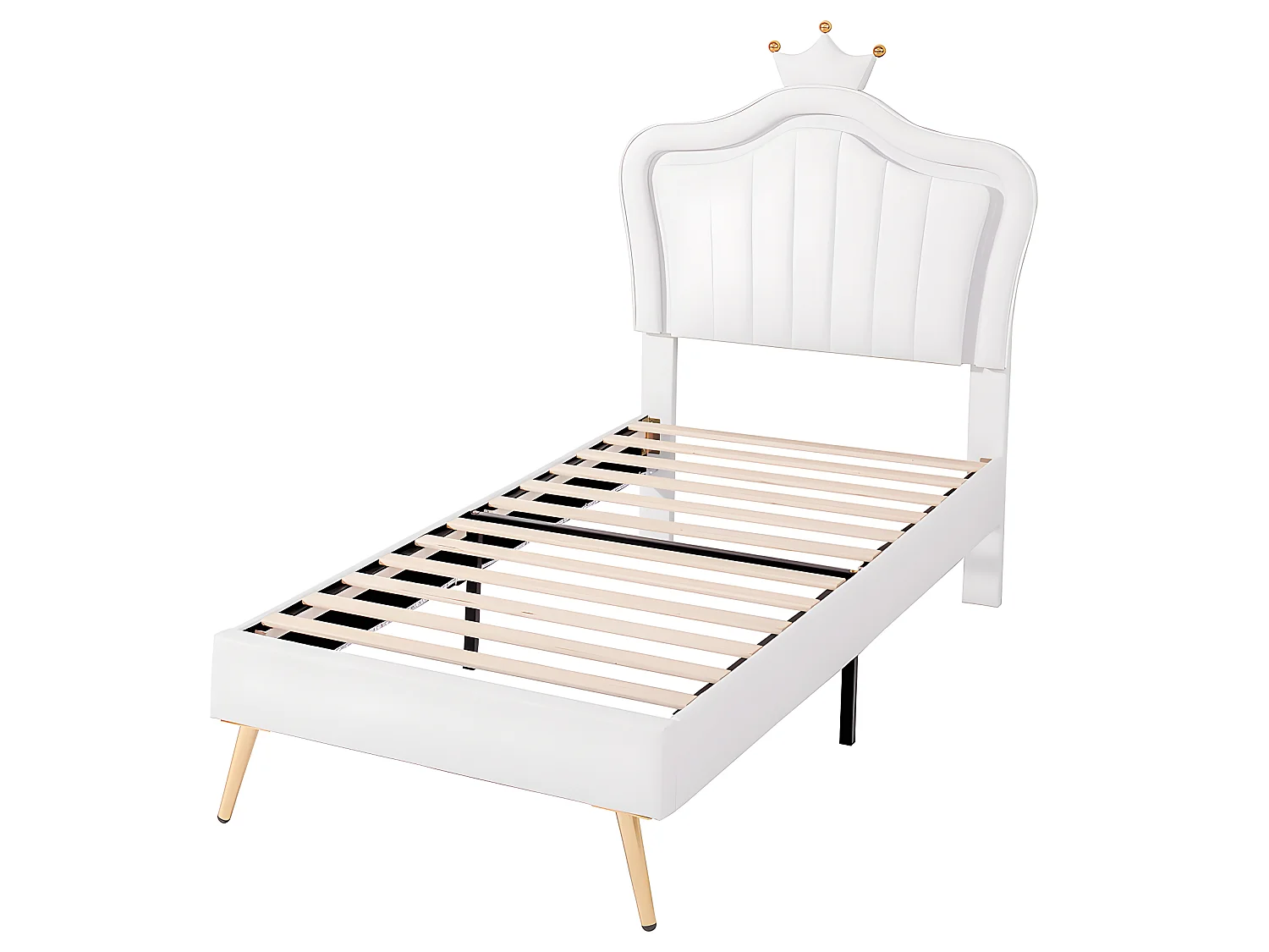 Lit LED avec tête de lit - 90 x 200 cm - Blanc - Sweiko