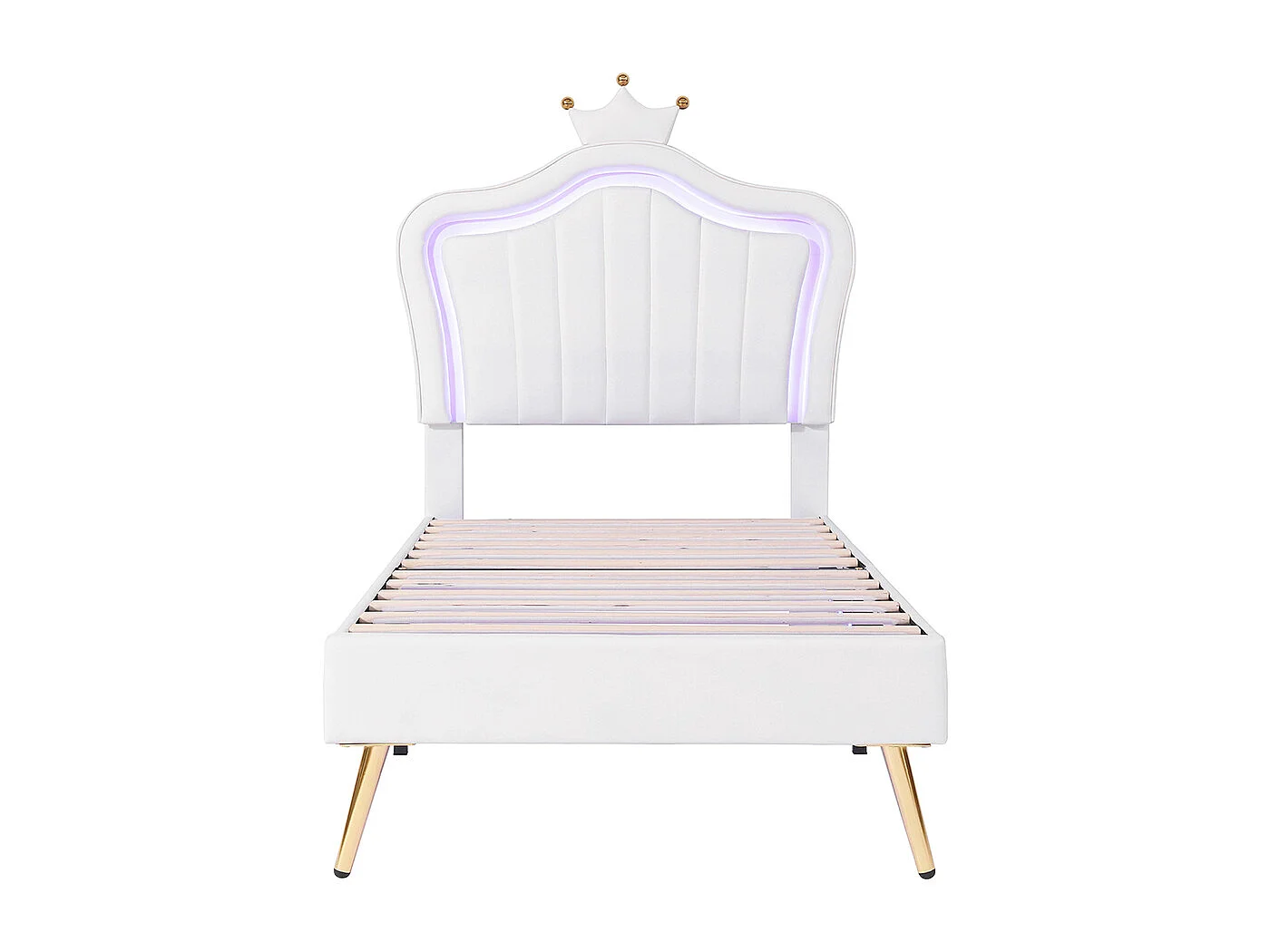 Lit LED avec tête de lit - 90 x 200 cm - Blanc - Sweiko