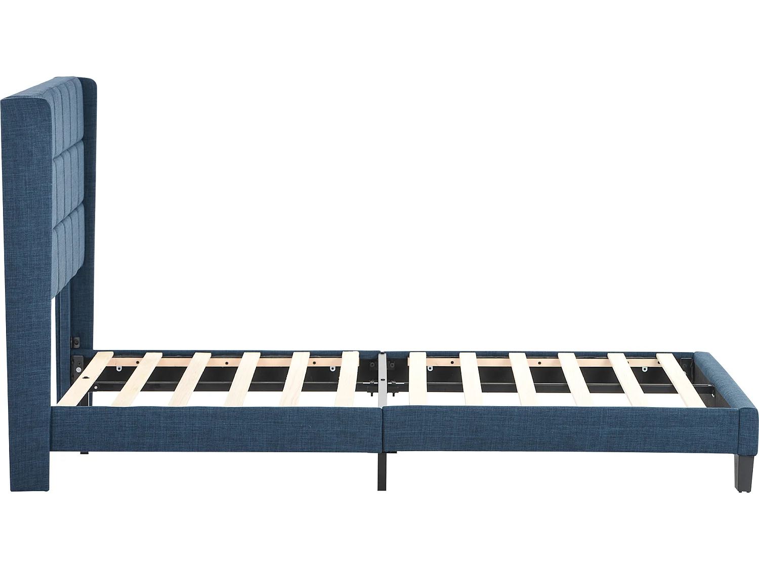 Lit adulte Lit capitonné design moderne, lit double 140x200cm, lin Bleu - Sweiko