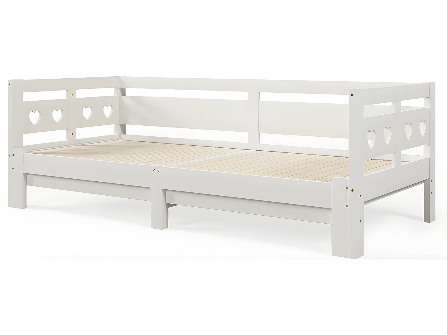 Lit double avec tête de lit - 90~182x200cm - pin massif- Blanc - Sweiko