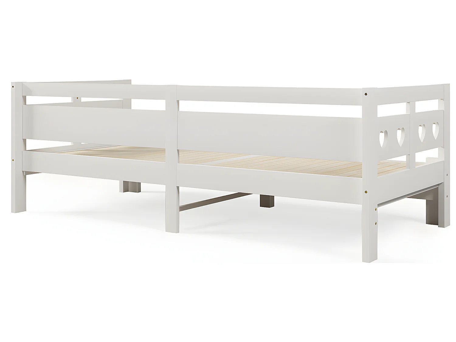 Lit double avec tête de lit - 90~182x200cm - pin massif- Blanc - Sweiko