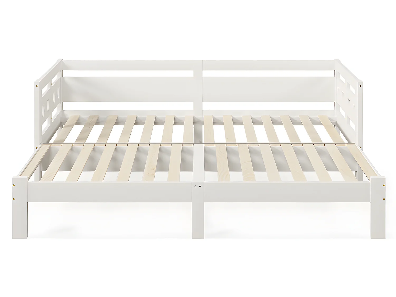 Lit double avec tête de lit - 90~182x200cm - pin massif- Blanc - Sweiko