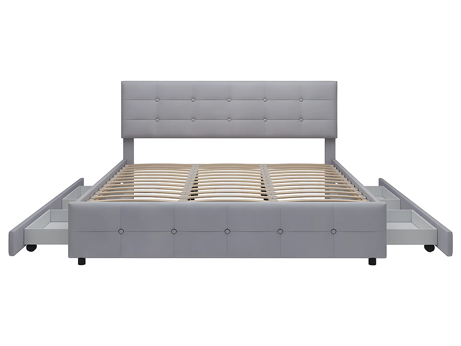 Lit avec tête de lit capitonnée - 180 x 200 cm - Velours - Gris - Sweiko