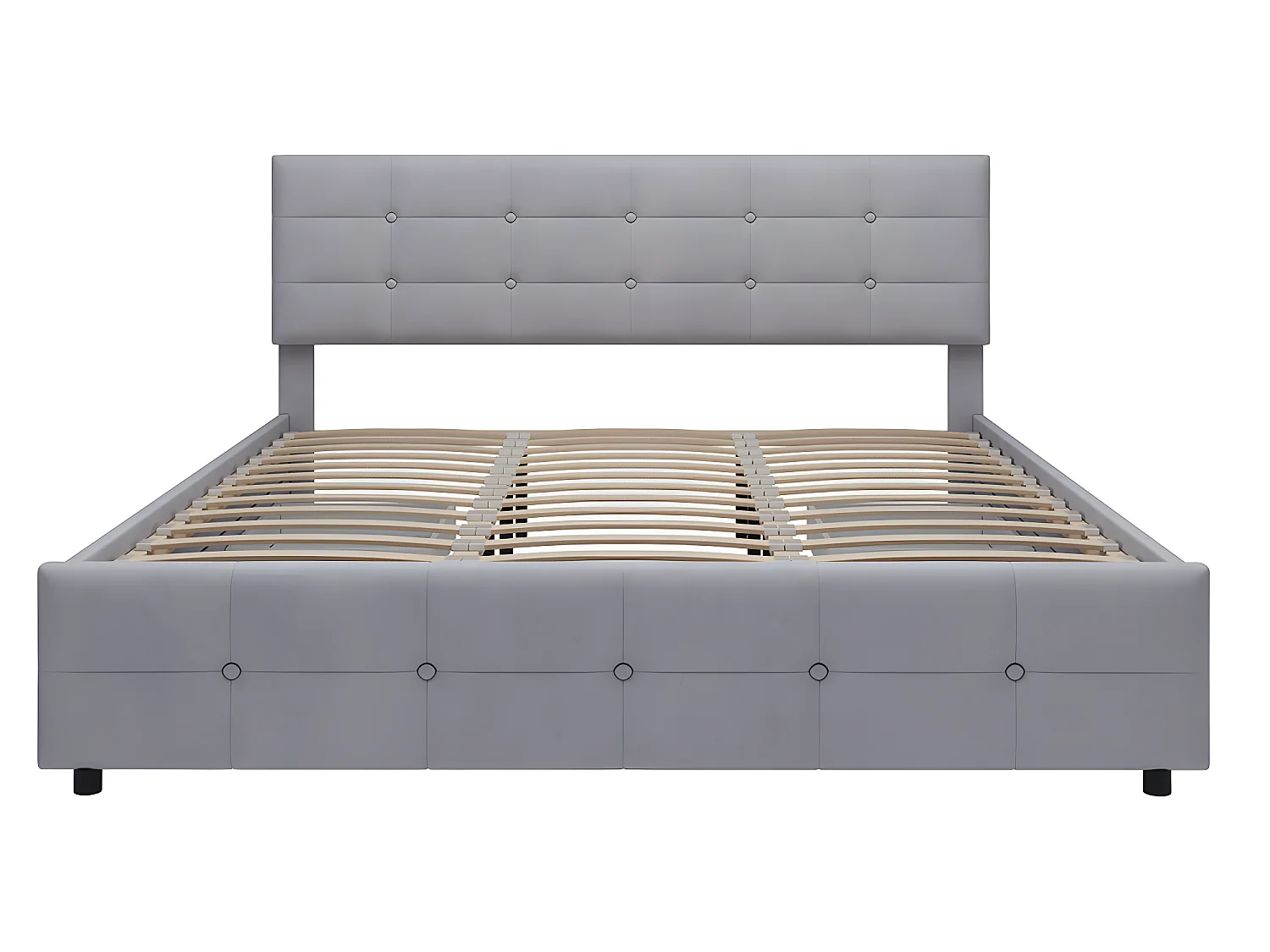 Lit avec tête de lit capitonnée - 180 x 200 cm - Velours - Gris - Sweiko