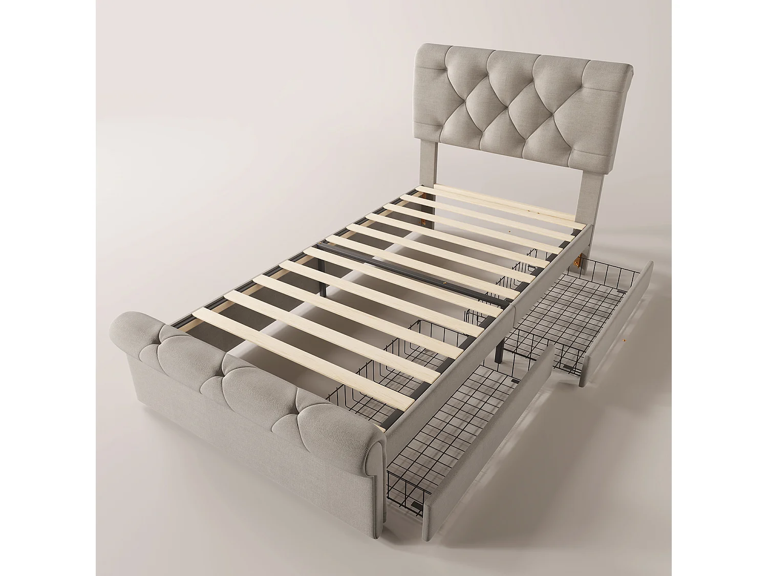 Lit avec tiroirs - Lit fonctionnel de rangement - 90x200 cm sans matelas - Sweiko