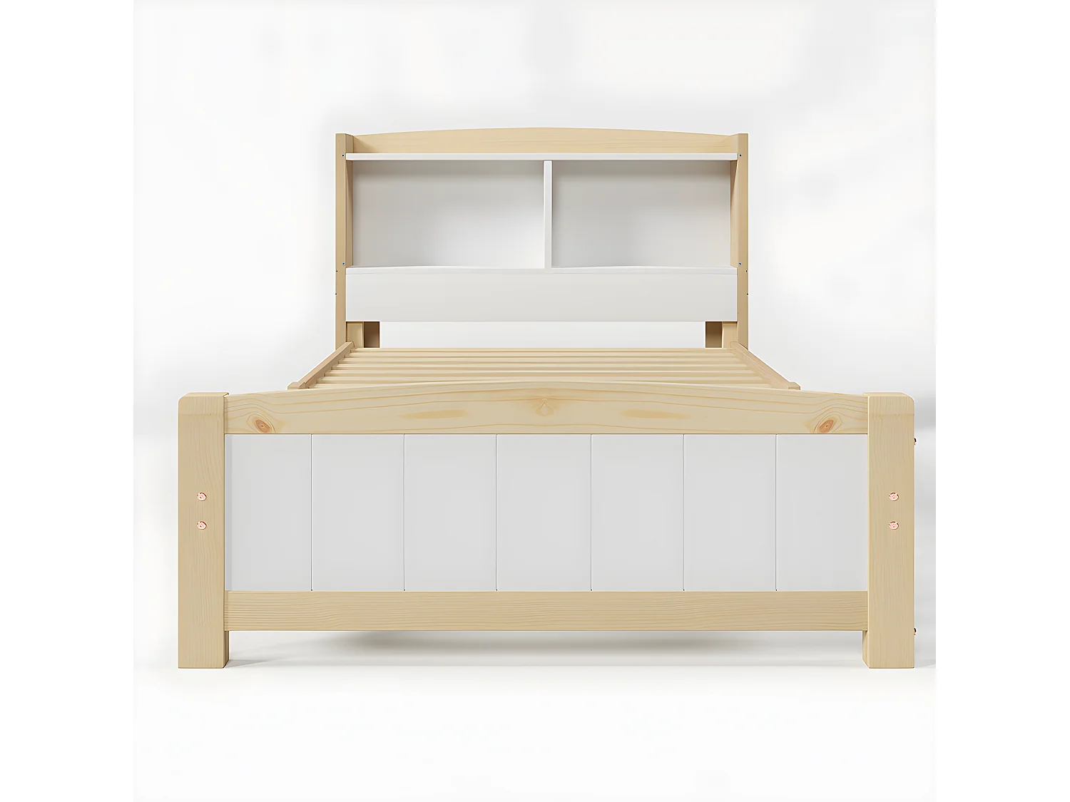 Lit avec tête de lit rangements et tiroirs - 90 x 200 cm - Blanc - Sweiko