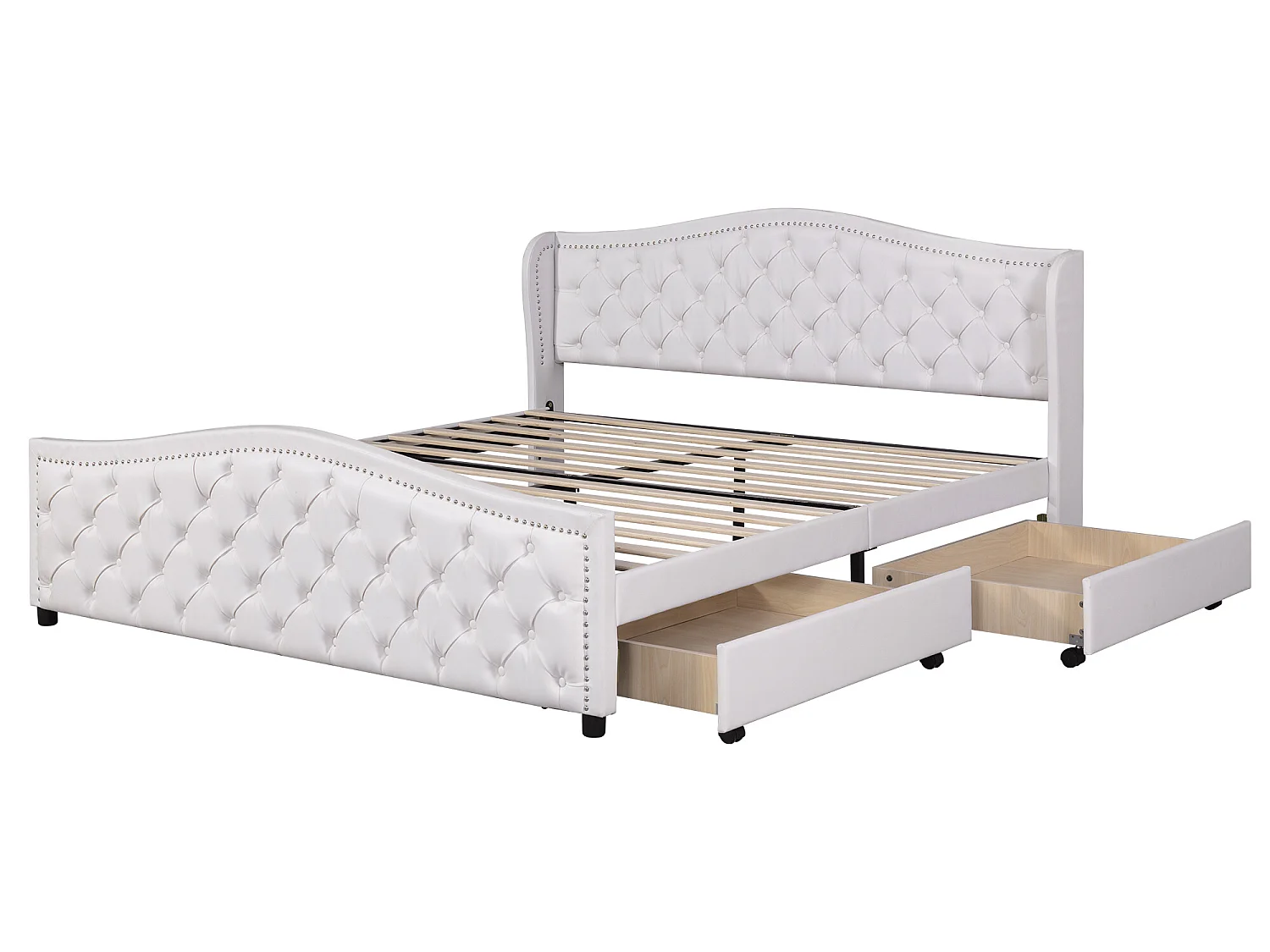 Lit avec tiroirs - 180 x 200 cm - Blanc - Sweiko