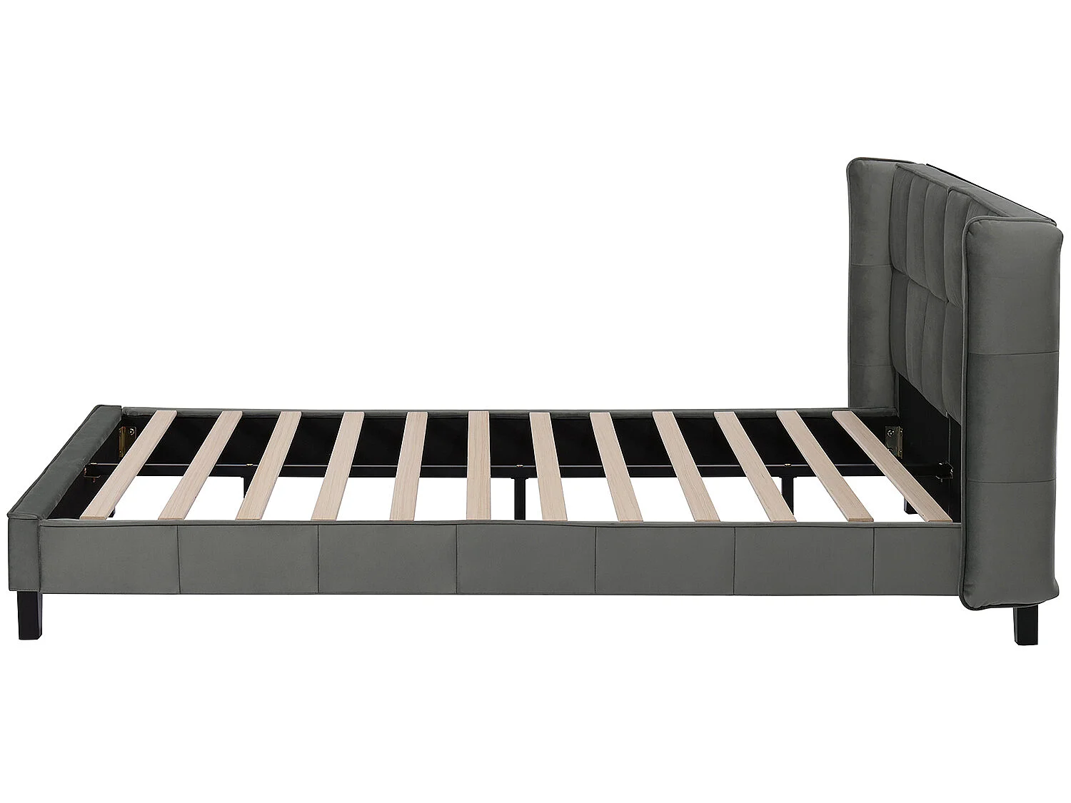 Lit adulte Lit rembourré 140 x 200 - velours, gris - Sweiko