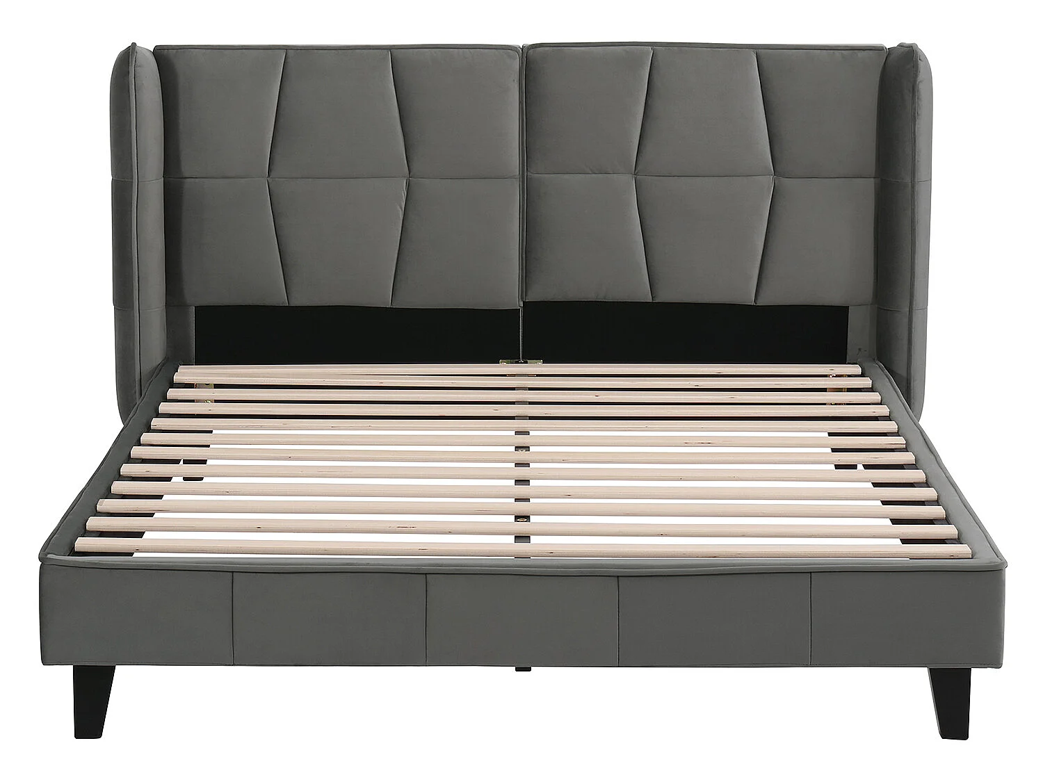 Lit adulte Lit rembourré 140 x 200 - velours, gris - Sweiko