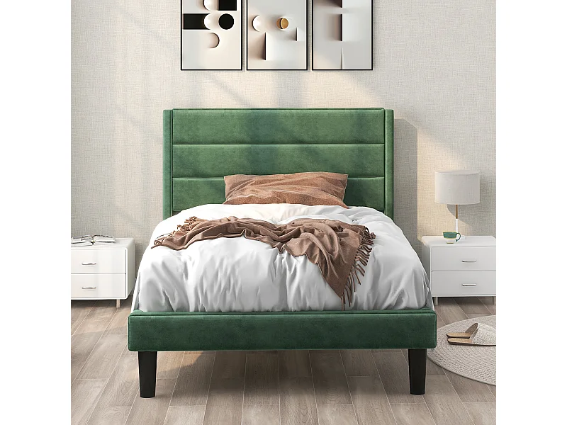 Lit adulte Lit rembourré cadre de lit - lit simple rembourré 90 x 200 cm - Sweiko