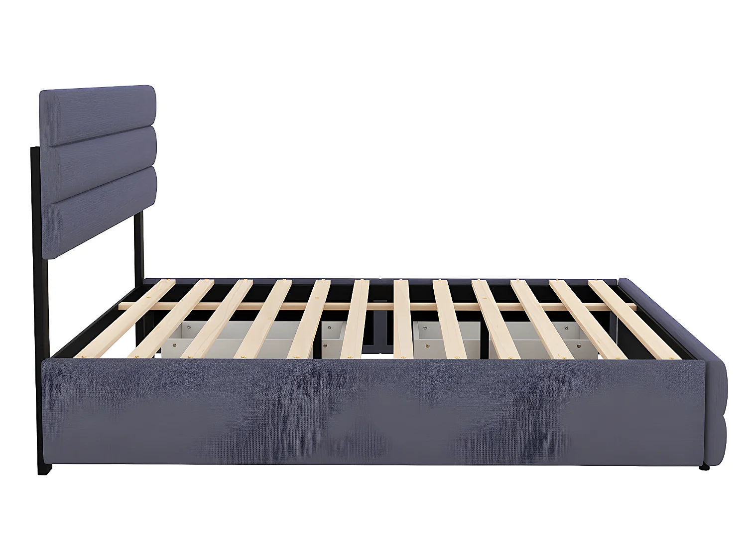 Lit avec tiroirs Lit 140 x 200 cm avec machine à défaire pour deux personnes - Gris - Sweiko