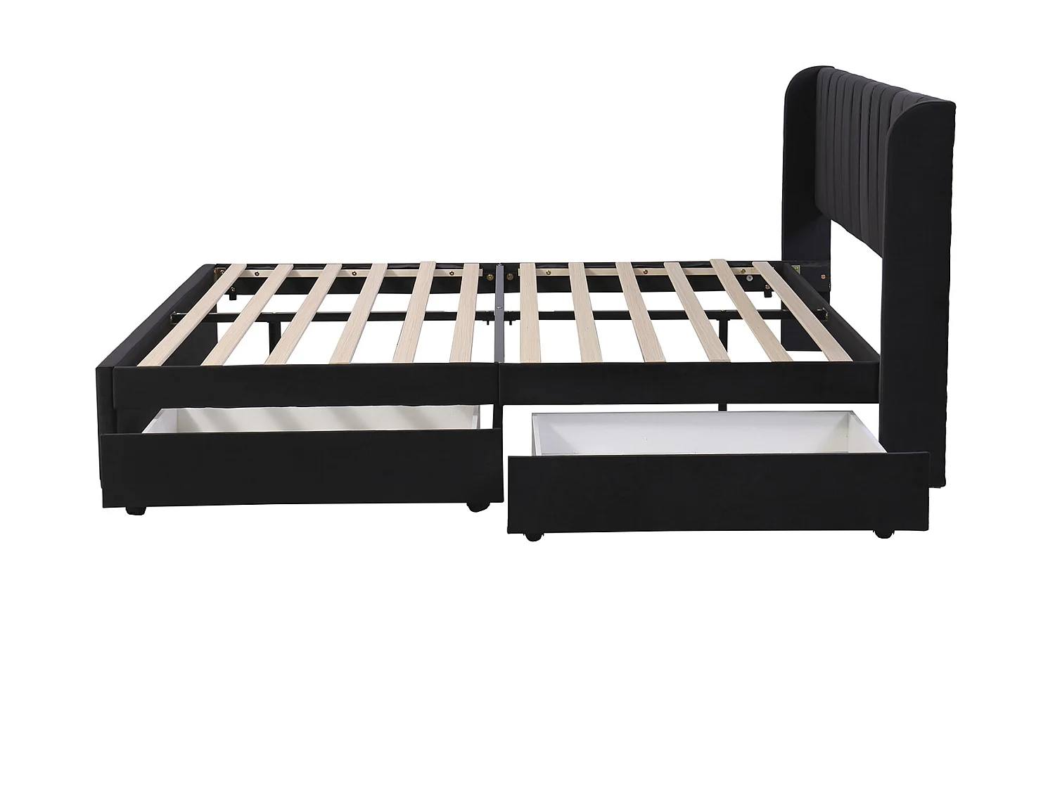 Lit avec 2 tiroirs - Noir - 180 x 200 cm - Sweiko