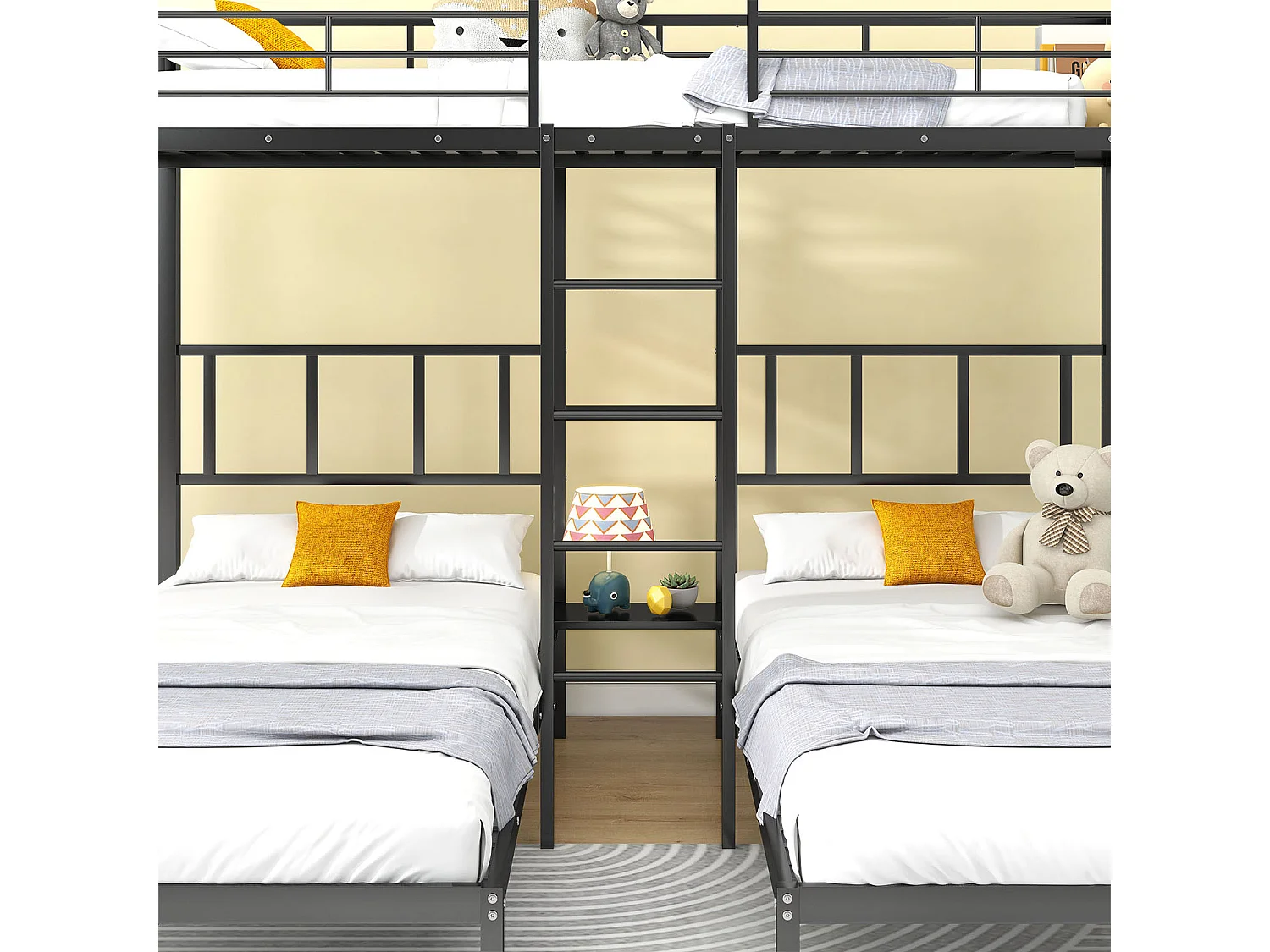 Lit superposé triple - 90 x 200 cm - cadre métallique - Sweiko